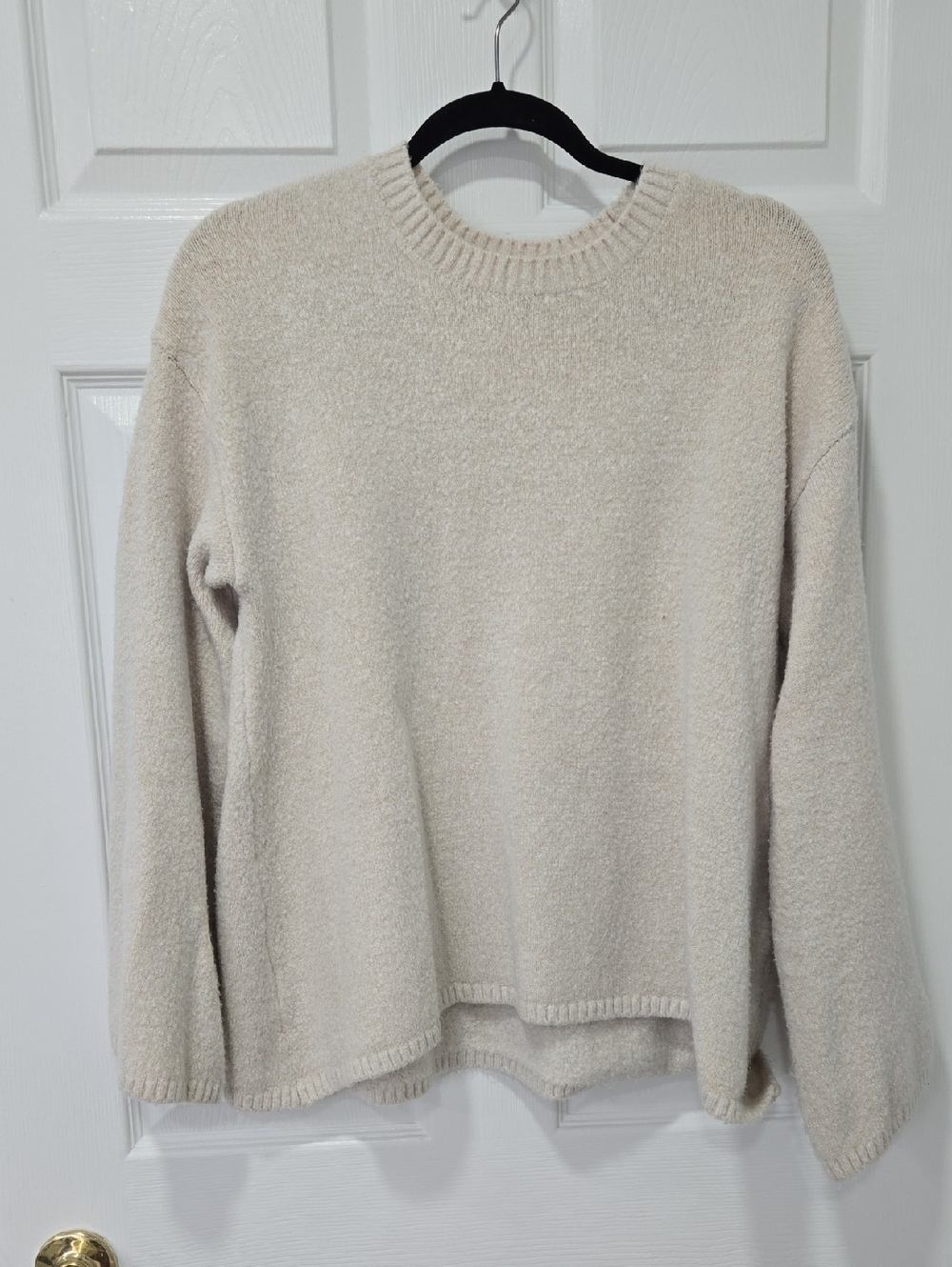 OAK + FORT Cream Textured Crewneck Sweater
